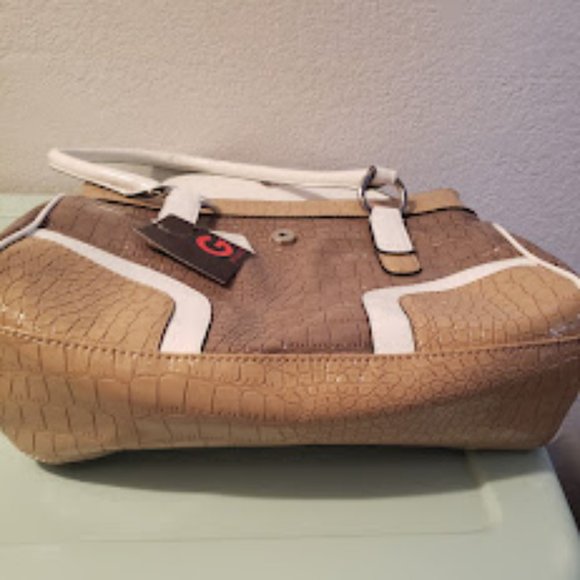 Guess Faux Alligator Crocodile Handbag tote brown white NWT - Picture 6 of 6